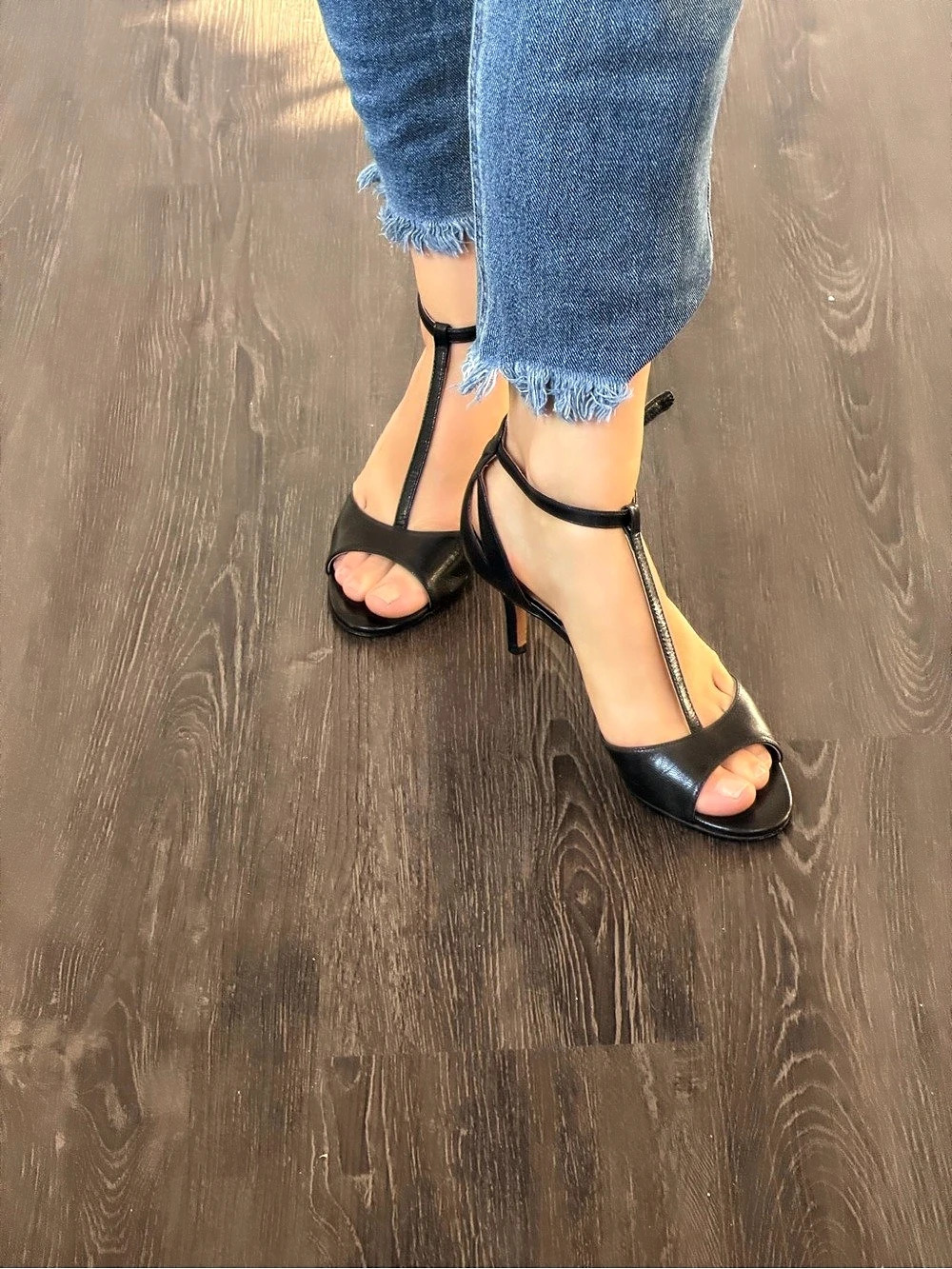 Black Strappy Heels Like New